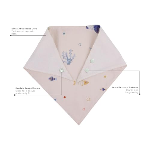 Image of abracadabra Cotton Jersey Drool Bibs (Set of 3) - Soft, Super Absorbent & Lightweight With Adjustable Snaps - Hello Sea