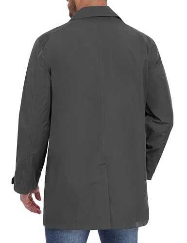 Image of Little Donkey Andy Men's Waterproof Mid-Length Trench Coat, Lightweight Long Rain Coat, Single Breasted Overcoat