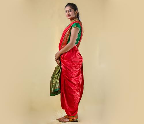 KALAPURI Women's Ready To Wear Nauwari Pink Color Silk Saree | Without Blouse Piece | For Festivals, Ocassions & Parties