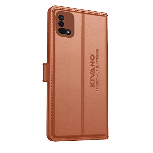 Image of KIVANO Compatible with Oppo A74 5G Flip Cover | Leather Finish | Inside Pockets & Inbuilt Stand | Shockproof Wallet Style Magnetic Closure Back Cover Case