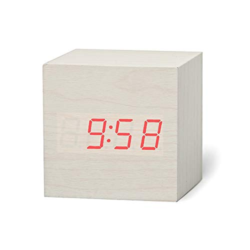 Réveil Radio LED En Bois Rétro Avec Commande Vocale Et Lumière Progressive - Horloge Numérique Bureau