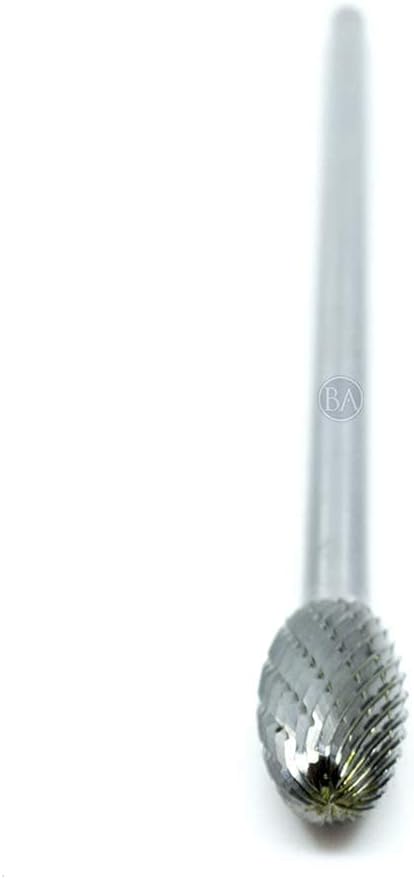 Benchmark Abrasives 6” Oval/Egg Shape Double Cut Tungsten Carbide Die Grinder Bits Metal Deburring Tool Rotary Burr, 1/4 Inch Shaft, Engraving Tool for Woodworking Shaping Carving (SE-5)