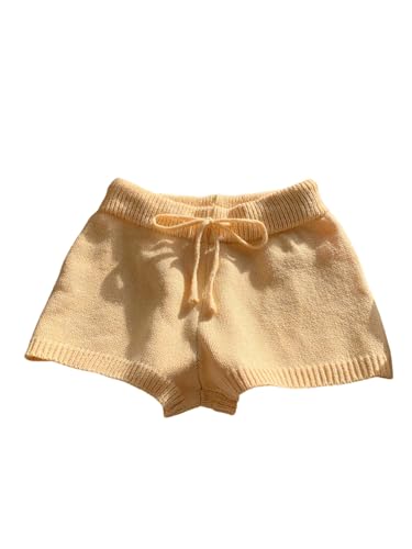 MakeMeChic Women's Mini Micro Shorts Y2k Booty Shorts Sleep Pajama Bottoms Yellow Small