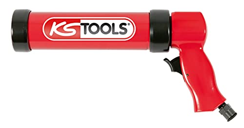 KS TOOLS 515.3910 Pistolet Silicone Pneumatique 310 ml - Livré Avec Un Raccord Pneumatique 1/4' - Pour Cartouche De Colle, Mastic, Silicone - Manche Ergonomique - Rouge