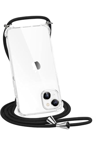 Apple Iphone 15 Kılıf Boyun Omuz Askılı Ipli Şeffaf Silikon ile uyumlu