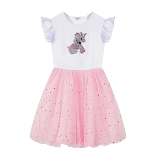 Girls Tulle Dresses Toddler Ruffle Sleeve Sparkle Tutu Dress Kids Clothes Party Gifts Outfits