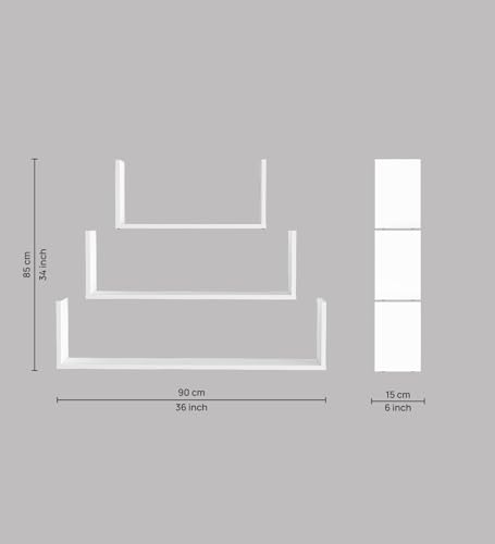 Image of Kite Multipurpose Modular Wall Racks /Shelves /Organiser /Decor Particle Board Wall Shelf (Number of Shelves - 3, White)