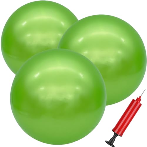 GCQJOQ 3 Pcs Green Playground Balls for Kids, 9 Inch Inflatable Bouncy Balls with Pump for Indoor Outdoor Play Balls, St. Patrick's Day Party (Green)