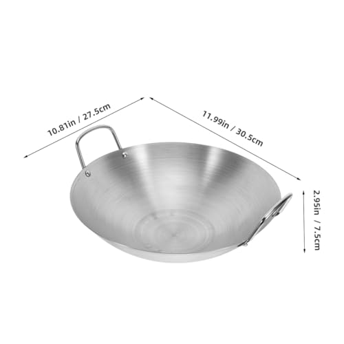 Wok de acero inoxidable con doble mango cómodo miniatura 2