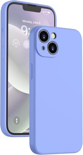 Image of DIZORO Microfiber Square Candy Case Compatible for iPhone 14 Plus, Shockproof Slim Back Cover Liquid Silicone Case (Purple)