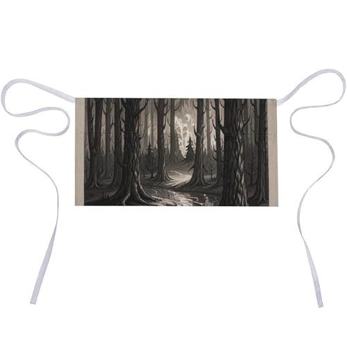 DJUETRUI The Forest of Terror Adjustable for Women Men with Pockets Extra Long Lab Apron Butcher Apron Oxford Cloth Cotton Apron for Kitchen Cooking Baking
