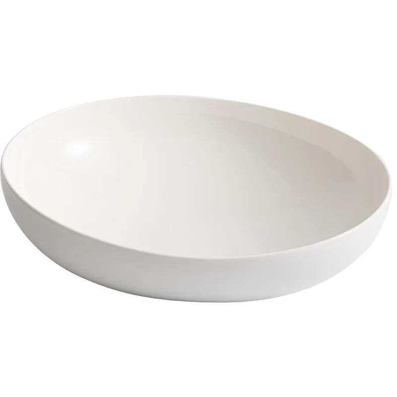 Assiettes Service de Table Bol profond simple blanc for restaurant occidental, bol à salade de fruits en céramique, assiette à soupe de style japonais for la vaisselle d'hôtel Assiette(8 inches)