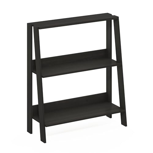 Image of Furinno Ladder 3-Tier Book Shelf, Ladder Shelf, Espresso | 9.3 x 23.6 x 27, Open Design Bookshelf, Display Storage Bookcase, Living Room, Home Office
