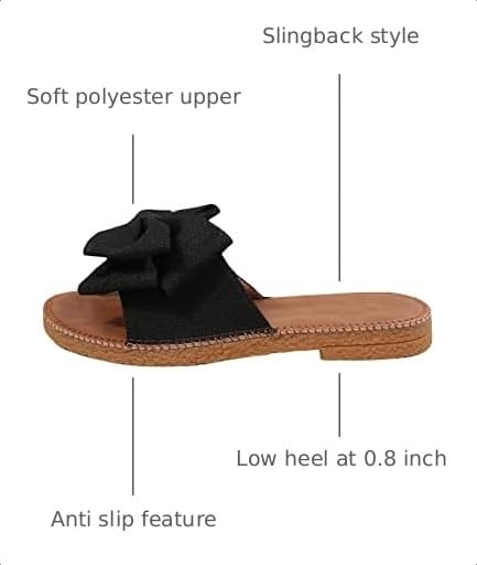 Image of GORGLITTER Women's Bow Flat Sandals Open Toe Slip On Slide Slipper Shoes | Sandals Women Comfortable, Dressy Sandal Women, Y2k Shoes, Dress Slippers for Women, Flats