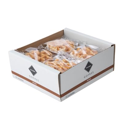 RIOBA Mini Gofres, 12 Unidades de 50 g, Deliciosos para Desayunos y Postres, Formato Profesional para Hostelería