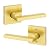 Kwikset Halifax Interior Passage Door Handle, Lever For Closet and Hallway Doors, Reversible Non-Locking Handle Lever, Satin Brass, with Microban Protection