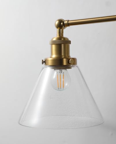 Image of 20 Inch Brass Gold Vanity Light with Clear Glass Shades Vintage Vanity Light for Bathroom (Bulb Included)