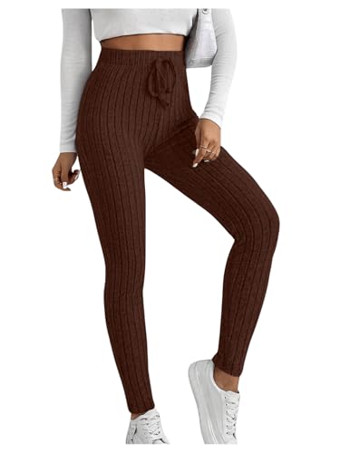 Floerns Women's High Waist Split Slit Hem Stretchy Rib Knit