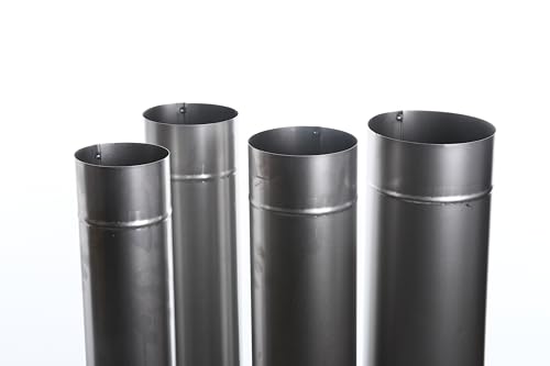 BirnePower Ofenrohr Ø 120 mm (100 cm Lang) - Rauchrohr feueraluminiert Kaminrohr gerade Stahlblech Silber Verbindung für feste & flüssige Brennstoffe B-Ware (mit Lagerspuren/Kratzern)