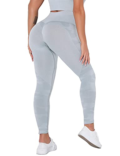 SHAPERIN Pantalon de Sport de Compression Legging Push-up Fessier Legging Anti-Cellulite Legging de Yoga Abdominal Taille Haute Collant de Sport Opaque pour Le Levage des Fesses (#1 Gris, S) Cover