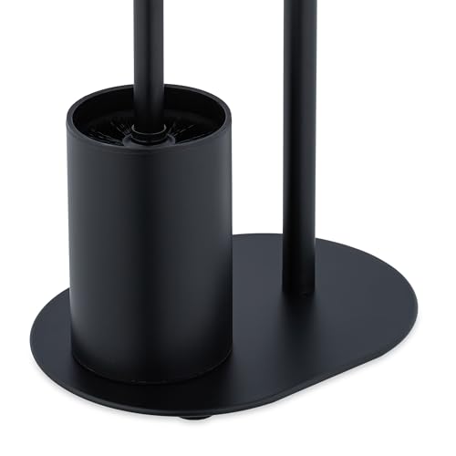 Image of Relaxdays Metal Toilet Brush Holder Height 63 x Width 23 x Depth 17 cm Black