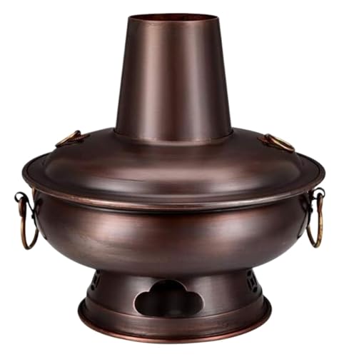 SEEHA Olla de carbón China for cocinar, Olla de Cobre Espesada, Olla mongola elevada con Chimenea, Ideal for Familiares y Amigos, Utensilios de Cocina