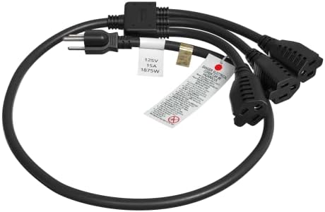 CableLeader 3-Foot Heavy Duty Extension Cord - 14AWG SJT 15A/125V Power Cable, NEMA 5-15P To 5-15R