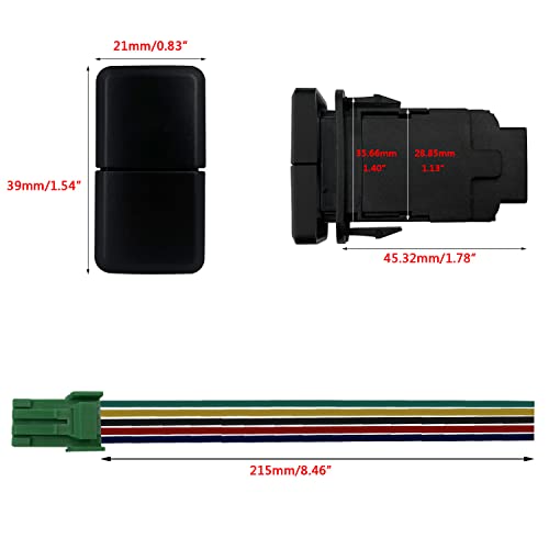 Image of Dual Push Button Switch Led Light Bar & Led Work Lights Icon Red & Green Led Backlit On-Off Push Switch for Toyota Landcruiser Tacoma Hilux FJ Cruiser 3Amp /12V (1.54'' X 0.83'')