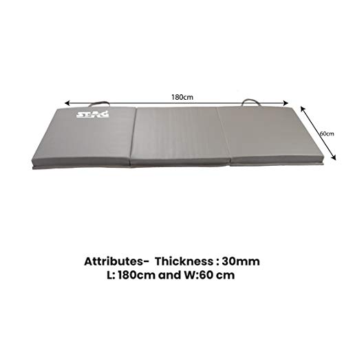 Image of STAG Multi-Purpose Foldable Fitness MAT 180 CM X 60 CM X 30 MM | Use as Tumbling mat, Gymnastics mat, Crash pad | Thick Foam | for Both Men and Women