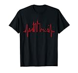 Frankfurter Herzschlag EKG Motiv perfekt für jeden stolzen Frankfurter. Dein FFM Herzschlag enthält Sehenswürdigkeiten wie einen Bank Tower, Messeturm, Flughafen, Eschenheimer Turm, Eiserner Steg und Europaturm. Ich liebe Frankfurt am Main!