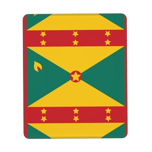 Tapis de souris imprimé drapeau de la Grenade confortable - Base antidérapante en cuir PU, design lisse et moderne pour le bureau, la maison - 19 x 24 cm