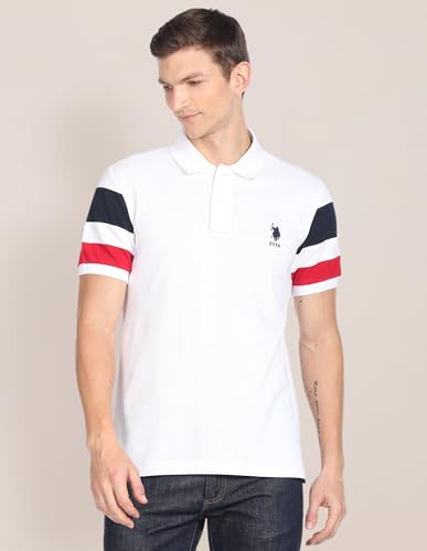 Image of U.S. Polo ASSN. Solid Slim Fit Polo T Shirts for Men - 100% Cotton, Half Sleeves Mens Tshirt