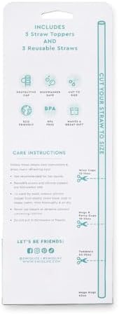 Swig Straw Toppers Set, 3 Reusable Straws with 3 Silicone Straw Covers, Cover Cap with Customizable Length, Compatible with 40oz Tumblers, Tumbler Accessories (Picnic)