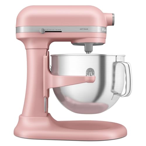 KitchenAid Robot Pâtissier - Artisan - Robot cuisine multifonctions à Bol relevable - Batteur avec 5 accessoires et bol en inox de 6,6 L - Dried rose