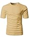 H2H Men Very Soft to The Touch Cotton Blended Comfortable Crew Neck T Shirt BUTTER US M/Asia L (CMTTS0198)