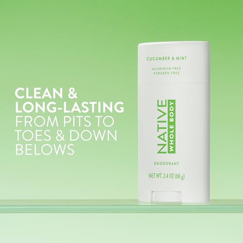 Image of Native Whole Body Deodorant, Cucumber & Mint Scent, 72 Hour Odor Protection for Pits, Privates & More, Aluminum Free Deodorant for Men & Women with Coconut Oil & Shea Butter, 2.3oz