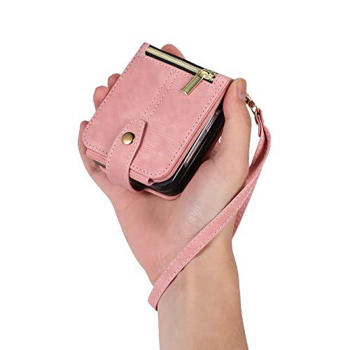 Coque Samsung Galaxy Z Flip 3 ENILSA avec portefeuille cuir rose