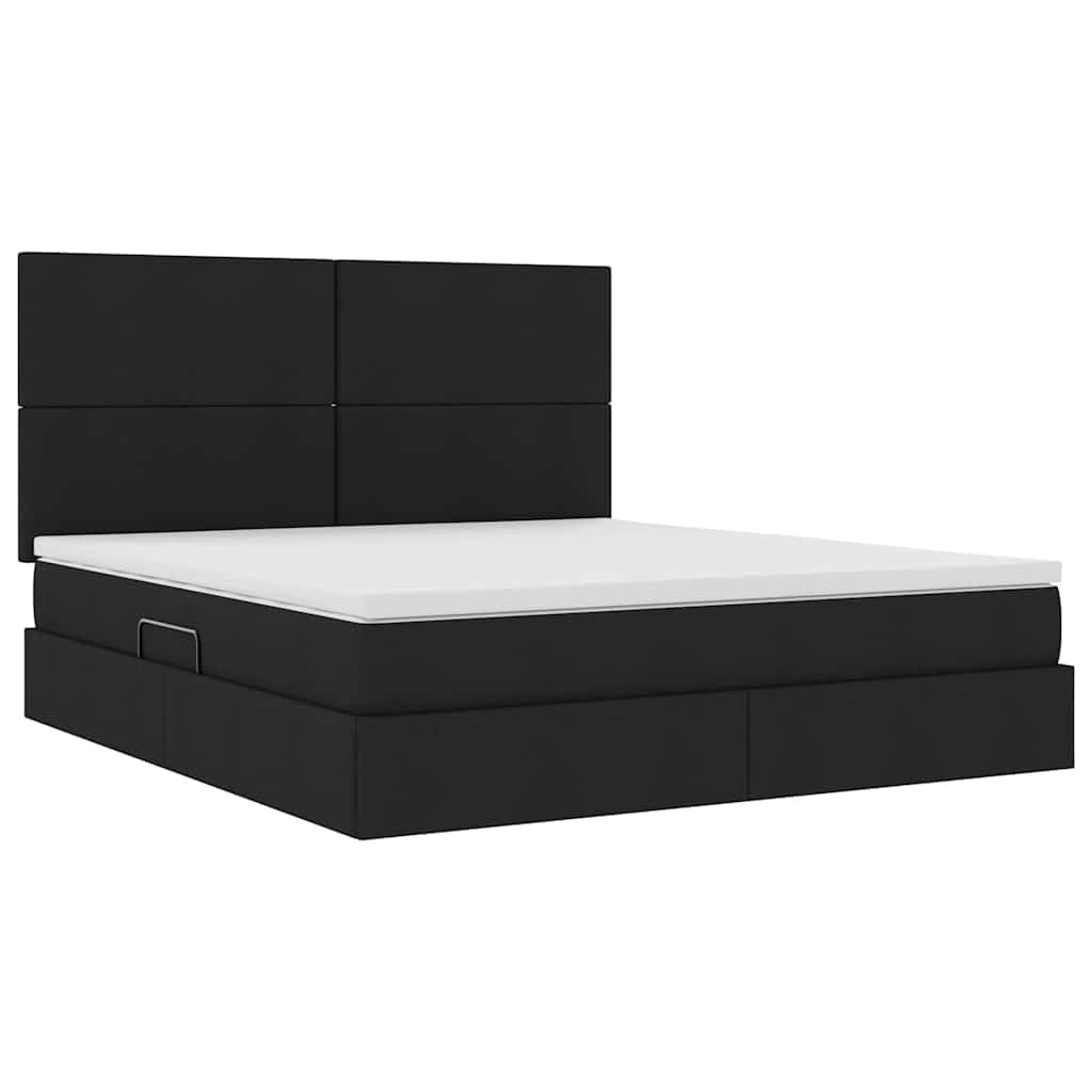 Ecopelle con sollevamento idraulico letto contenitore 160x200 Nero