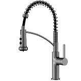 Karran Scottsdale Spot-Free Commercial Style Pull-Down Kitchen Faucet with Dual Interchangeable Spray Heads 5-Function Revolve MAX...