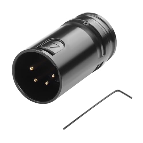 QIANRENON Adattatore per saldatura XLR compatto a 4 pin, regolabile ad angolo 90°, 4 pin, connettore xlR, cavo sottile, connettore per microfono placcato oro, Xlr4, per riparazione fai da te a 4 poli