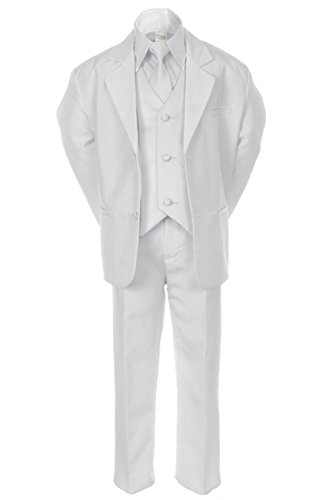 7pc White Vest Necktie Boy Baby Toddler Kid White Formal Suit Tuxedo S-20 (12)