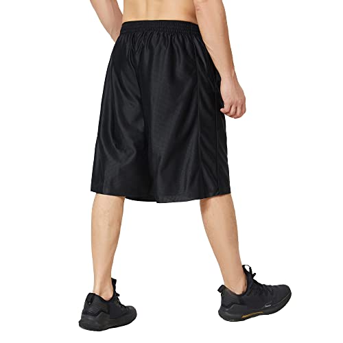 Urbciety Men's 12'' Mesh Long Basketball Gym Shorts With Pockets 2X-Large, Black #TOP3