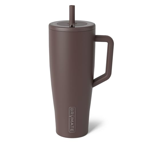 Image of BruMate Era 40 oz Tumbler with Handle and Straw | 100% Leakproof Insulated Water Bottle Tumbler with Lid and Flexible SoftSip Straw | Made of Stainless Steel | Cup Holder Friendly | 40oz (Java)