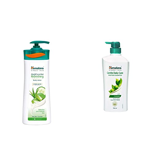 Image of Himalaya Herbals Aloe & Cucumber Refreshing Body Lotion, 400ml & Gentle Daily Care Protein Shampoo, 700ml