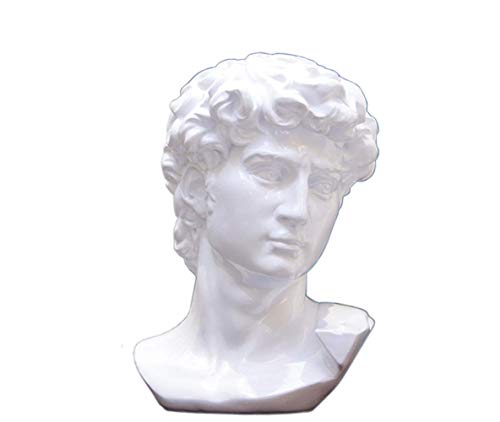 Tête de statue en résine et buste grec de David pour déco romaine et mariage