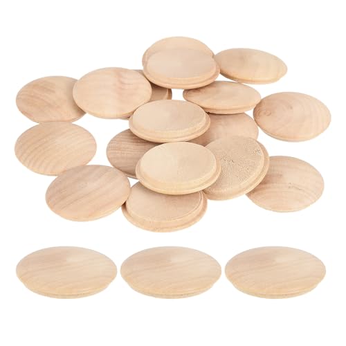 Image of uxcell 30Pcs Wood Button Plugs, 35mm /1.38 inch Hardwood Screw Hole Plug Mushroom Wooden Caps Buttons Wood Plug for Furniture Woodworking Craft Decor (40mm x 35mm)