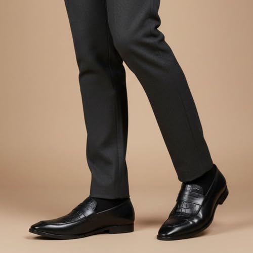 Image of HAYES LONDON Penny Loafers for Men | Genuine Leather Slip-on Shoes | Formal & Casual Comfort Footwear