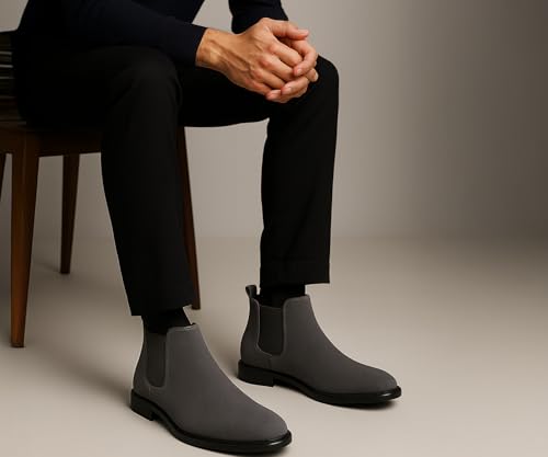 Image of Kraasa Men's Slip On Fashion Chelsea Boots | High Tops, Soft Cushioned Insole, Comfortable Fit, Trendy, Stylish Boots