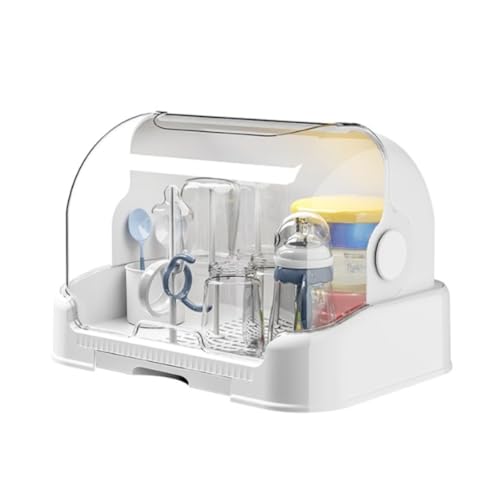 哺乳瓶収納ボックス棚水切り棚防塵蓋付き離乳食道具赤ちゃん赤ちゃん食器 (ホワイト)