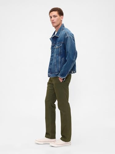 Image of Gap Men Solid Straight Fit Full Length Trousers